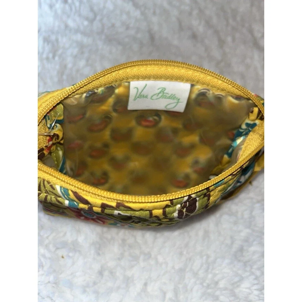 Vera Bradley Makeup Bag Yellow Floral Cosmetic Travel Case Zip Up